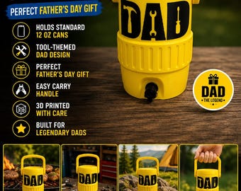 Dad Can Cooler – Father's Day Gift for Dad – 3D Printed Can Holder – The Man The Myth The Legend – 12oz Soda Can Cooler
