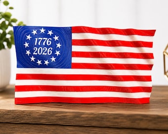 3D Printed Wavy Betsy Ross Flag | 250th Anniversary Patriotic USA Decor