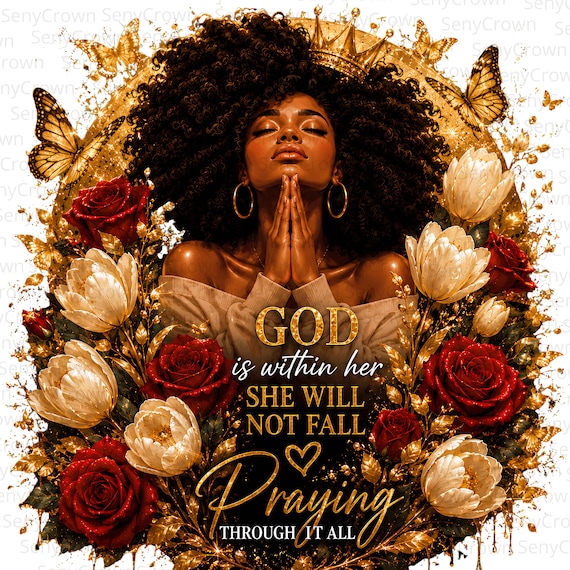 Black Woman Praying png, Afro Christian Wall Art,Spiritual Black Woman Illustration,Faith Based Printable Decor,African American Prayer Art
