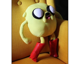 Handmade Jake the Dog Plush: Perfect Gift for Adventure Time Fans, Featuring Playful Red Boots Included!