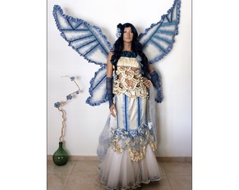 Fantasy Wedding Dress with Large Wings: A Handwoven Masterpiece for Your Dream Wedding. Become a Fairy Princess!