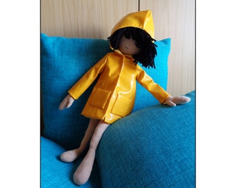 Creepy Plush Doll with Yellow Waterproof Coat: Shrouded in Mystery! Perfect for Gamers and Collectors! Videogames-inspired plush for you!