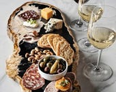 Petrified Wood Serving Platter - Fossil Charcuterie Board - Handcrafted Bali Gift