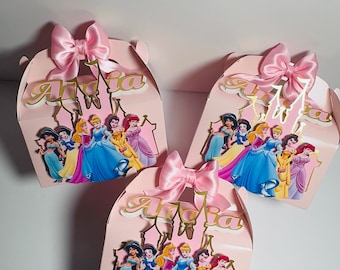 Princess Inspired 3D Favor Box | Personalized Princess Gable Box | Princess Birthday Party Favor | Custom Gable Box