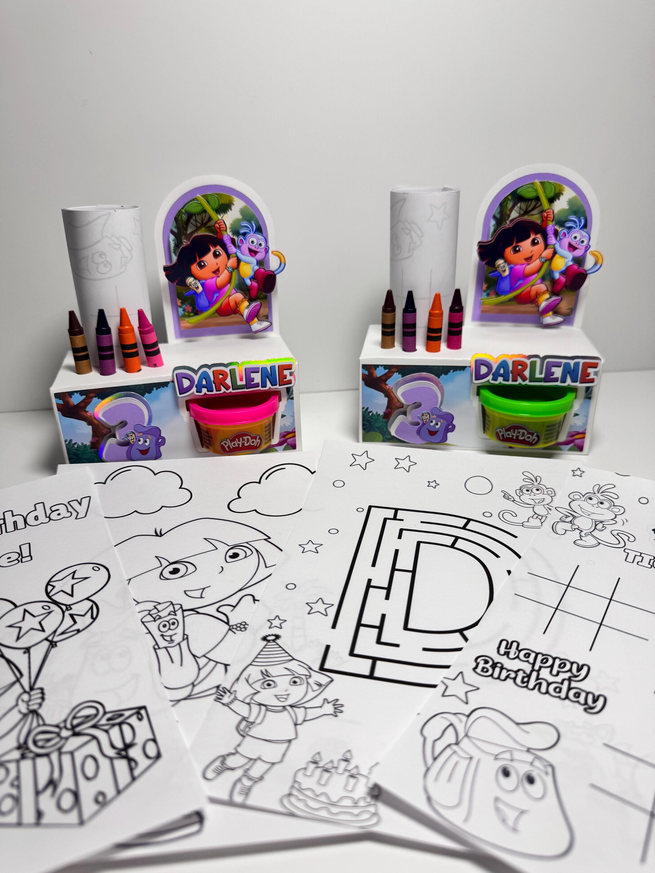 Dora Box Design Inspired Dora Activity Box | Personalized Coloring Party Favor | Kids ...