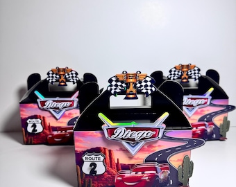 Cars Inspired Favor Boxes | Personalized Racing Boxes | Custom Lightning McQueen Birthday Favor Box