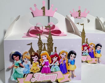 Princess Inspired 3D Favor Box | Personalized Princess Gable Box | Princess Birthday Party Favor | Custom Gable Box
