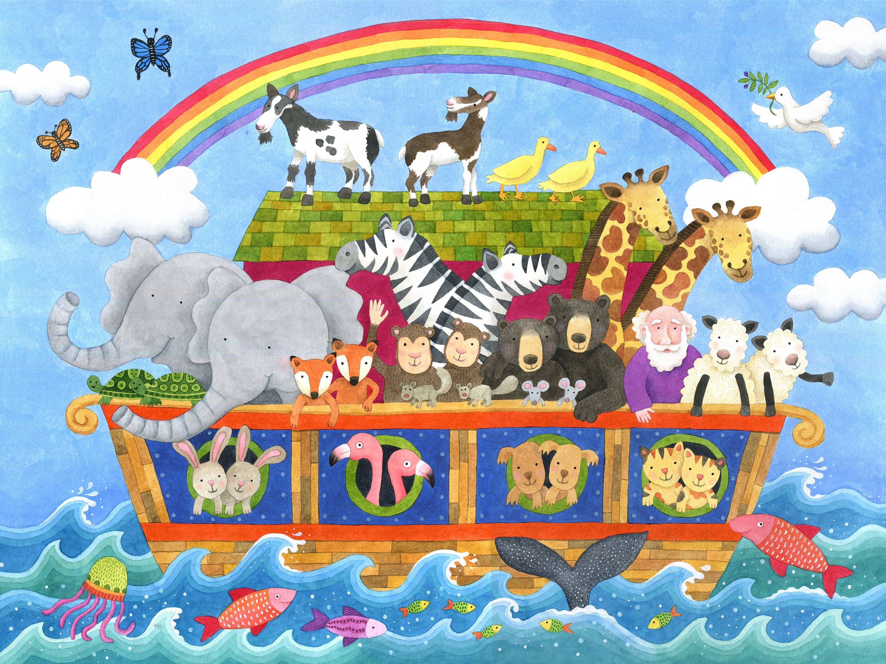 Noah's Ark, Nursery Decor, Nursery Wall Art, Noah's Ark Print ...