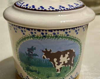 Vintage Nikolaus Mosse Keramik Landschaftskuhtopf Irish Sponge Ware