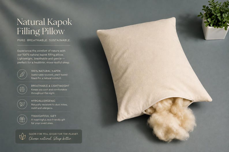 Natural Kapok Pillow Soft Adjustable Plant based Pillow image 7