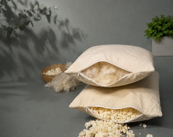 Paquete de confort para dormir: Juego de almohadas de látex y kapok, almohadas naturales ajustables para dormir.