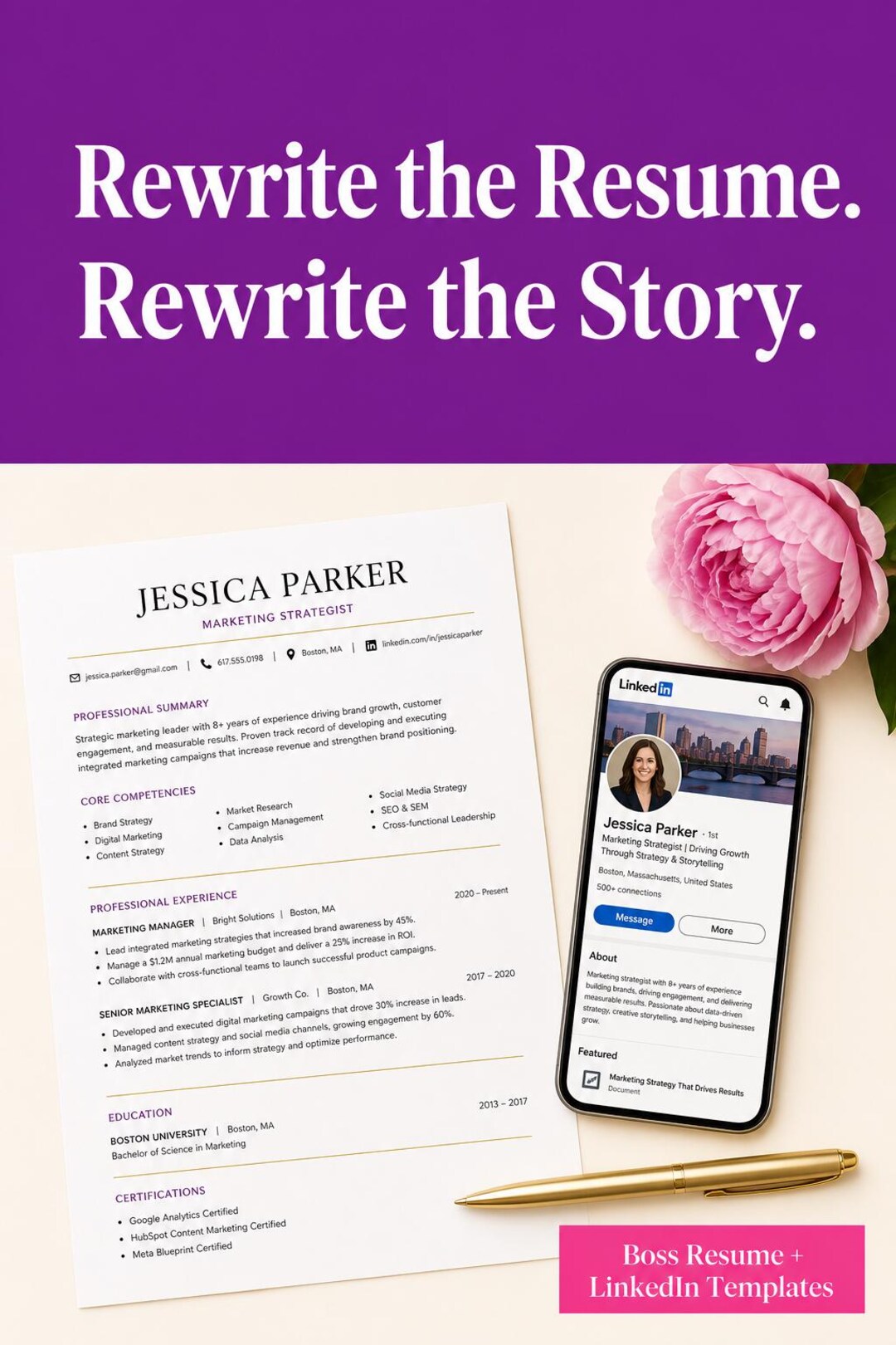 Rewrites Template Boss Resume Template + Linkedin Rewrite Kit (digital Download) - Etsy