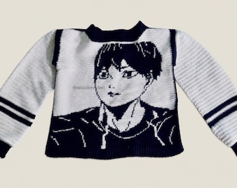 Haikyuu Crochet Sweater | Hinata Shoyo & Kageyama Tobio Handmade Sweater | Anime Crochet