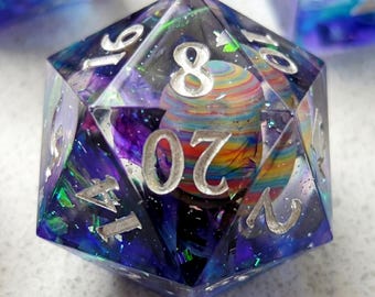 Galaxy Planet-harsdobbelstenenset, veelvlakkige RPG met scherpe rand, scifi-ruimte DND-dobbelstenen