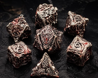 Dragon Metal dobbelstenenset, zware zinklegering RPG, gotisch gegraveerde veelzijdige set