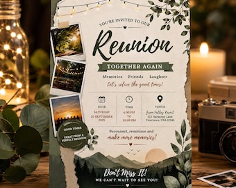Editable Family Reunion Invitation Template, Family Reunion Invite, Reunion Invitation, Friends Gathering Canva,Printable Digital Download