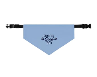 Bandana/collare per animali domestici "Certificato di Buon Cane" / Impronta di zampa azzurra