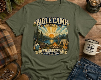 Bible Camp Shirt, Be the Light Tee, Christian Camping Shirt, Church Camp T-Shirt, Faith Based Camp Tee, Group Shirt