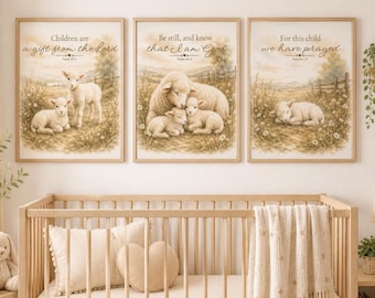 Christian Lamb Nursery Art | Watercolor Bible Verse Prints (Digital Download)