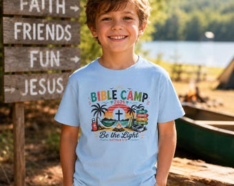 Bible Camp Shirt, Be the Light Christian Tee, Church Camp T-Shirt, Christian Camping Shirt, Matthew 5:14 Youth Group Tee, Faith Camp Shirt