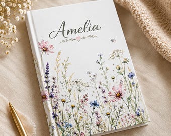 Personalized Floral Journal, Christian Prayer Journal, Custom Name Notebook, Consider the Lilies Gift, Wildflower Bible Study Journal