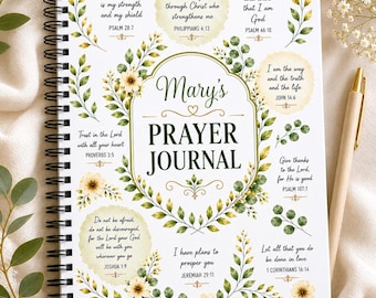 Personalized Prayer Journal for Women, Christian Gift for Mom, Bible Study Notebook, Custom Faith Journal, Scripture Journal, Religious Gift