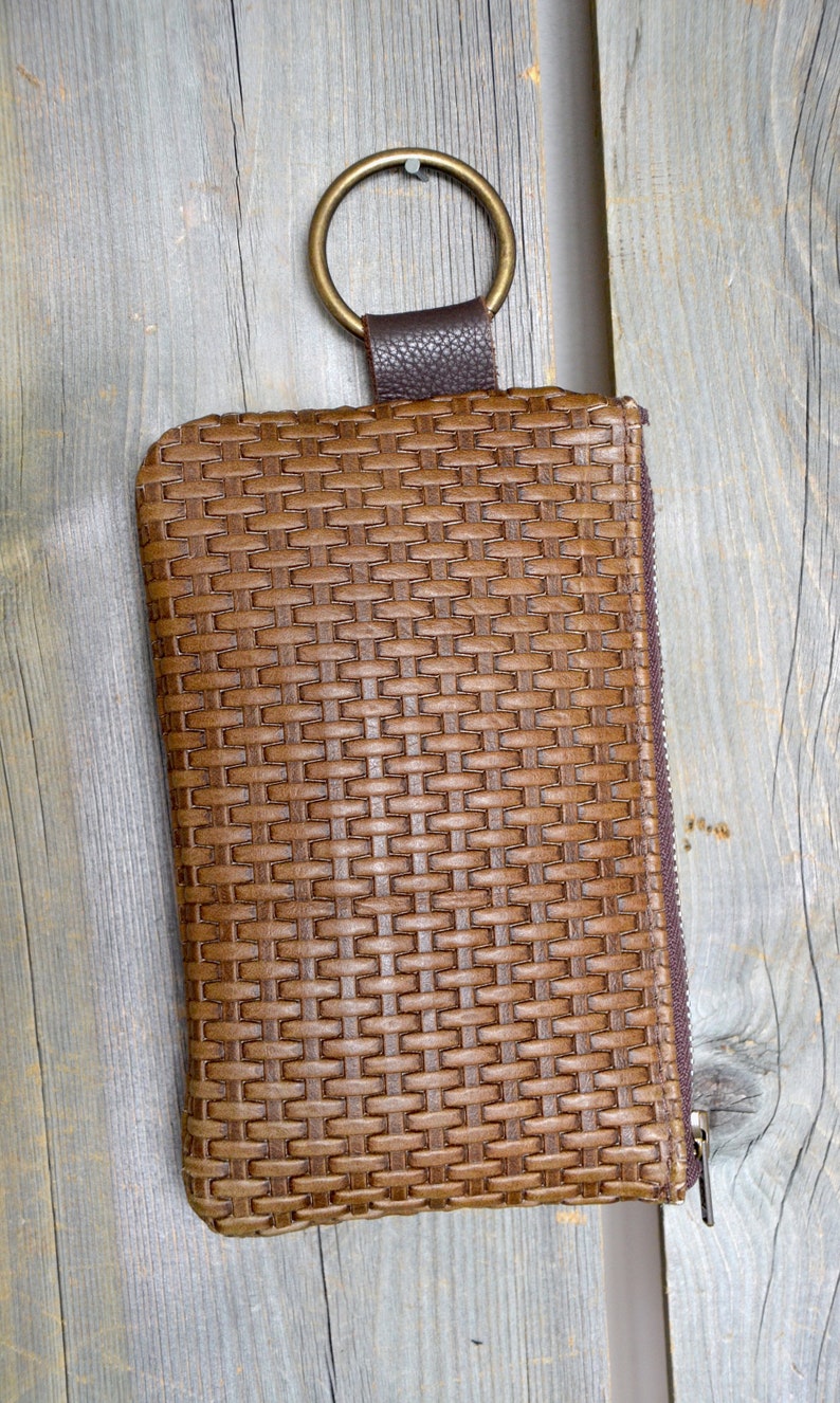 Women's Leather Basket Weave Purse