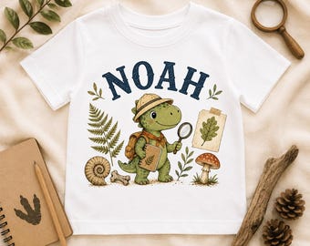 Personalized Dinosaur Shirt for Kids, Custom Name Homeschool Explorer Tee, Nature Study Toddler Shirt