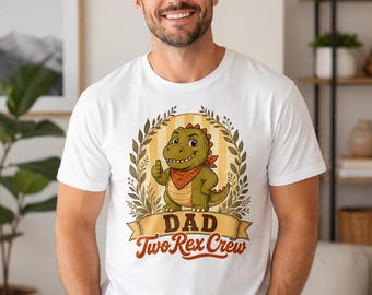 Two Rex Birthday Dad Shirt, Matching Family Dinosaur Party Tee, Retro Botanical Birthday Crew Shirt for Dad