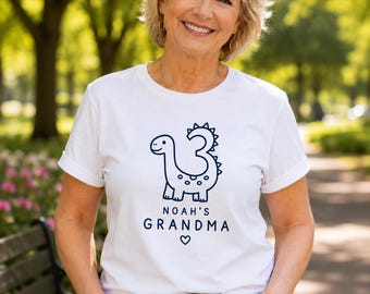 Noah's Grandma Shirt, Personalized Dinosaur Grandma Tee, Matching 3rd Birthday Family Shirt, Custom Grandmother Birthday Outfit