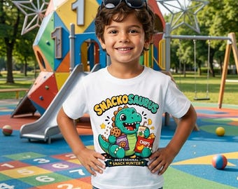 Snackosaurus Kids Shirt, Funny Dinosaur Toddler Tee, Funny Kids Graphic Tee, Dinosaur Lover Gift, Back To School Shirt