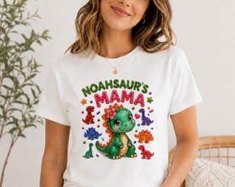 Noah Mom Dinosaur Shirt, Matching Mom Birthday Tee, Personalized Gummy Dino Mama Shirt, Birthday Boy Family Outfit