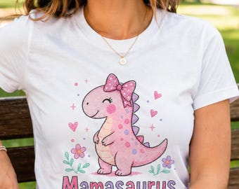 Mamasaurus Dinosaur Mom T-Shirt, Matching Birthday Family Outfit