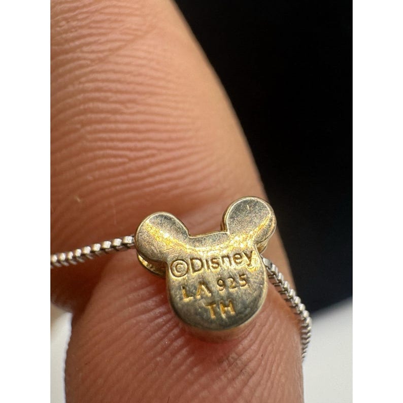 Disney Sterling Silver 925 Mickey Mouse Necklace CZ Cluster Italy image 6