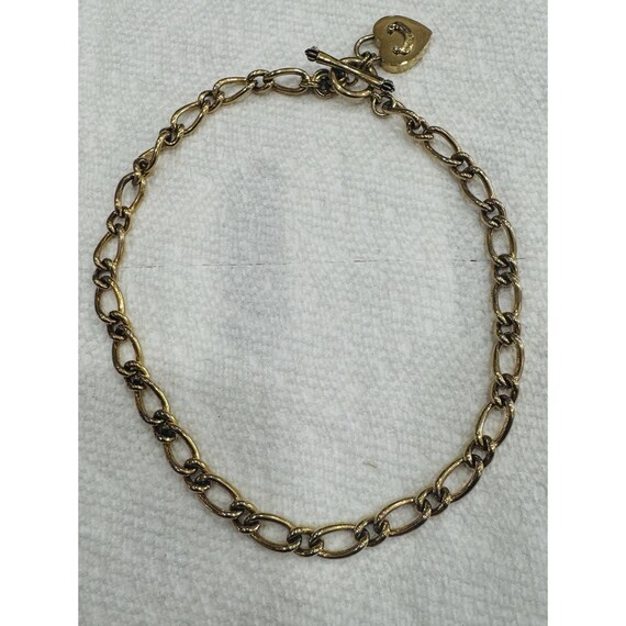 Juicy Couture Gold Tone Heart Lock Necklace Toggle Chain Y2K