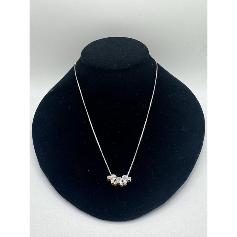 Disney Sterling Silver 925 Mickey Mouse Necklace CZ Cluster Italy image 1