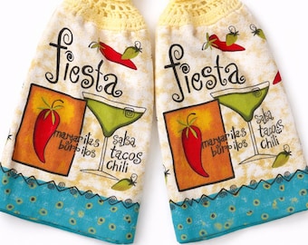 Juego de dos paños de cocina colgantes Fiesta