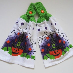 Spider Web Pumpkin Crochet Top Kitchen Towel Set of 2 image 3