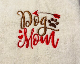 Dog Mom embroidered Hand Towel