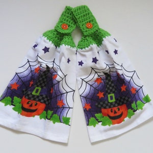 Spider Web Pumpkin Crochet Top Kitchen Towel Set of 2 image 4