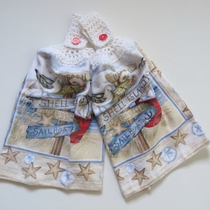 Plage de signes de torchons de cuisine, essuie-mains Top au Crochet