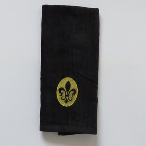 Scroll Fleur De Lis Quality Material Black Hand Towel