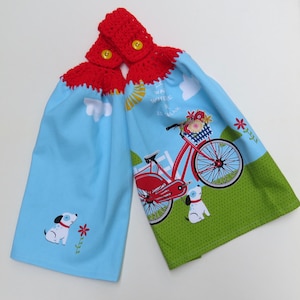 Lets Wonder Bike Crochet Top Kitchen Hand Towel Set of 2