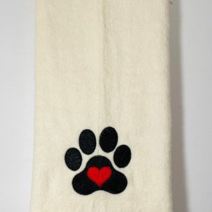 Dog Paw design embroidered hand towel