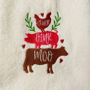 Set di asciugamani da cucina Cluck Oink e Moo