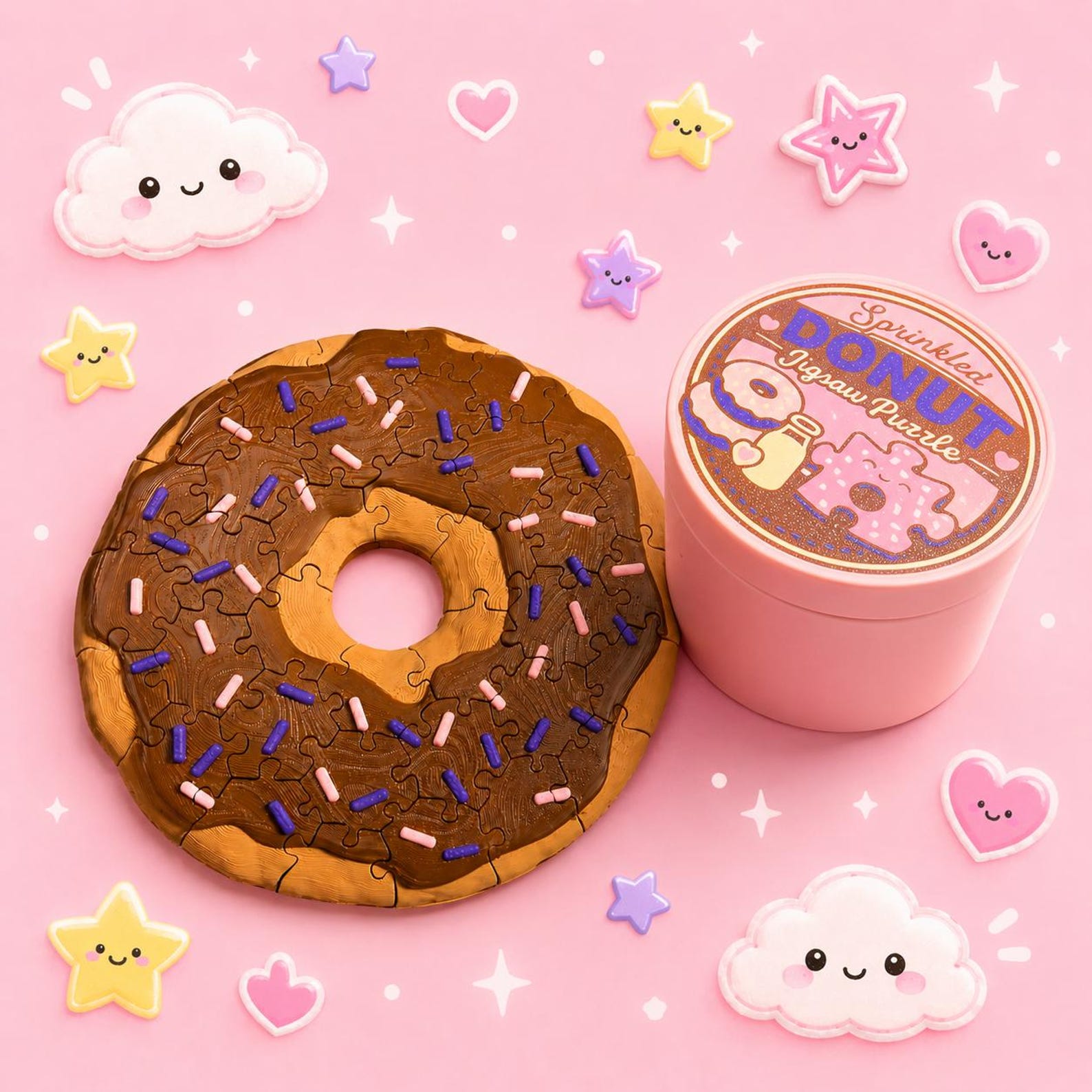 Donut Sprinkle Jigsaw Puzzle | 3D Printed Kawaii Desk Toy, Brain Teaser ...