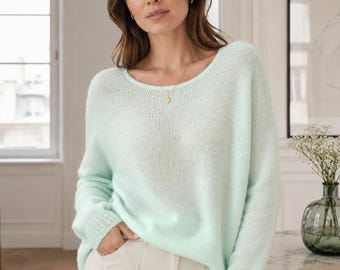 Jersey de seda Mulberry para mujer / Jersey de lana de cachemira de alta calidad / Prenda de punto suave de lujo / Talla única