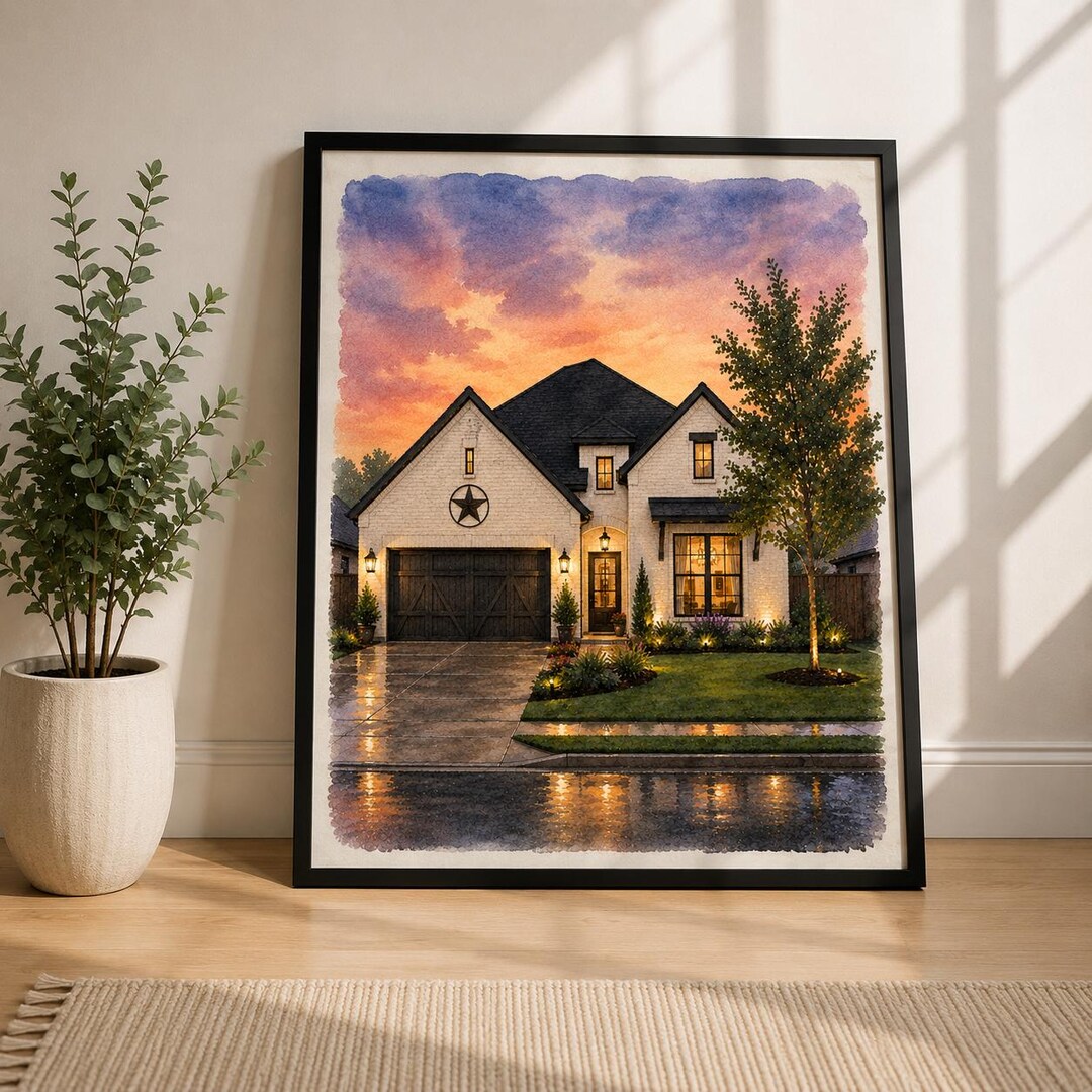 Custom Home Portrait, Personalized House Portrait From Photo ...