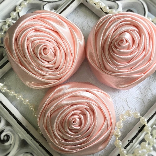 2 Satin Fabric Roses Burgundy Satin Rolled Rosettes Etsy