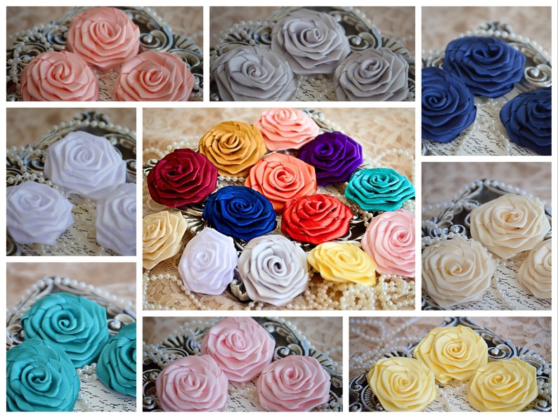 Satin Ribbon Rosettes 2 Satin Rosettes Satin Rolled Roses Double Face Satin Ribbon Nude Satin Rolled Rosettes Nude Satin Roses